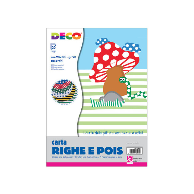CARTONCINO RIGHE E POIS 50x70 cm. 300 gr. in COLORI ASSORTITI