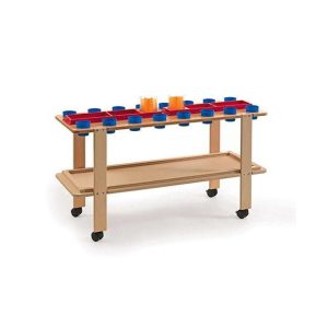 BANCO PORTACOLORI in LEGNO con RUOTE 43x120x63 cm