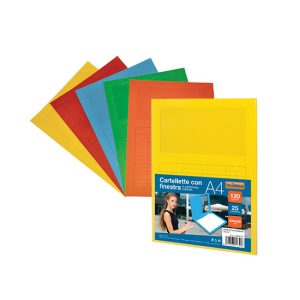 Cartelle con Finestra 25 pz. Colori Assortiti
